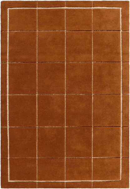 Siarl Burnt Orange Checkered Area Rug - Quahog Bay Bedding