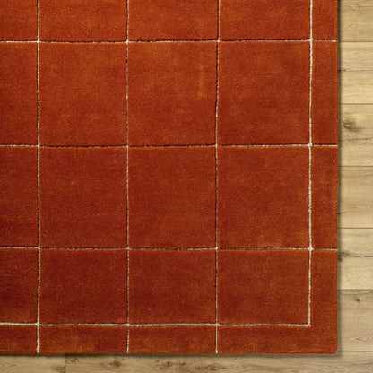 Siarl Burnt Orange Checkered Area Rug - Quahog Bay Bedding