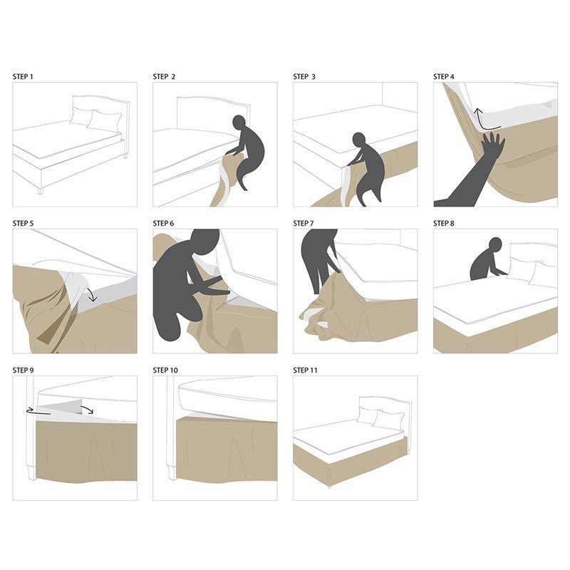 Simple Fit Wrap Around Adjustable Bedskirt - Khaki - Quahog Bay Bedding