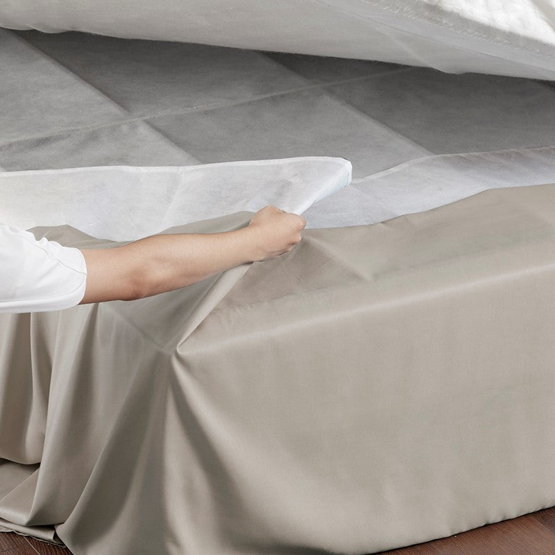 Simple Fit Wrap Around Adjustable Bedskirt - Khaki - Quahog Bay Bedding