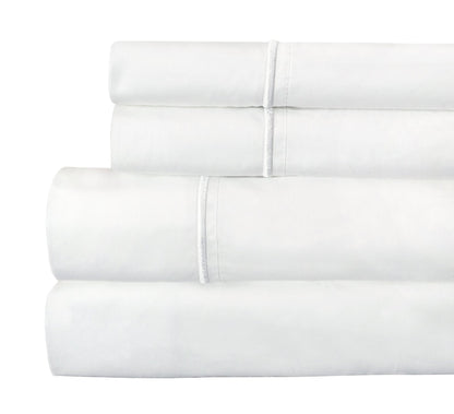 Single Stripe Embroidered 300TC 100% Cotton Percale Sheet Set - Quahog Bay Bedding