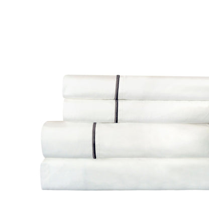 Single Stripe Embroidered 300TC 100% Cotton Percale Sheet Set - Quahog Bay Bedding
