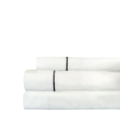 Single Stripe Embroidered 300TC 100% Cotton Percale Sheet Set - Quahog Bay Bedding