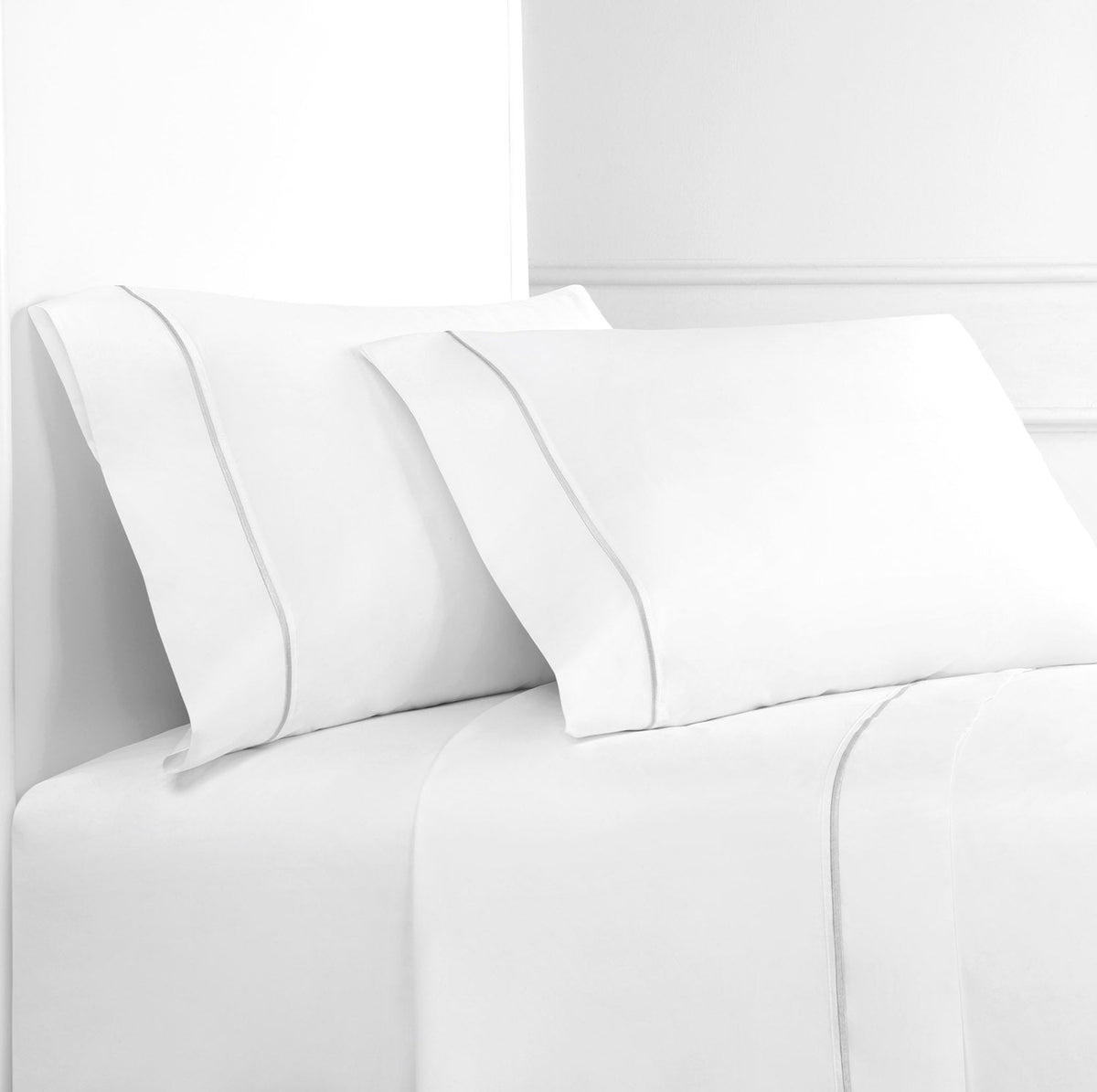 Single Stripe Embroidered 300TC 100% Cotton Percale Sheet Set - Quahog Bay Bedding