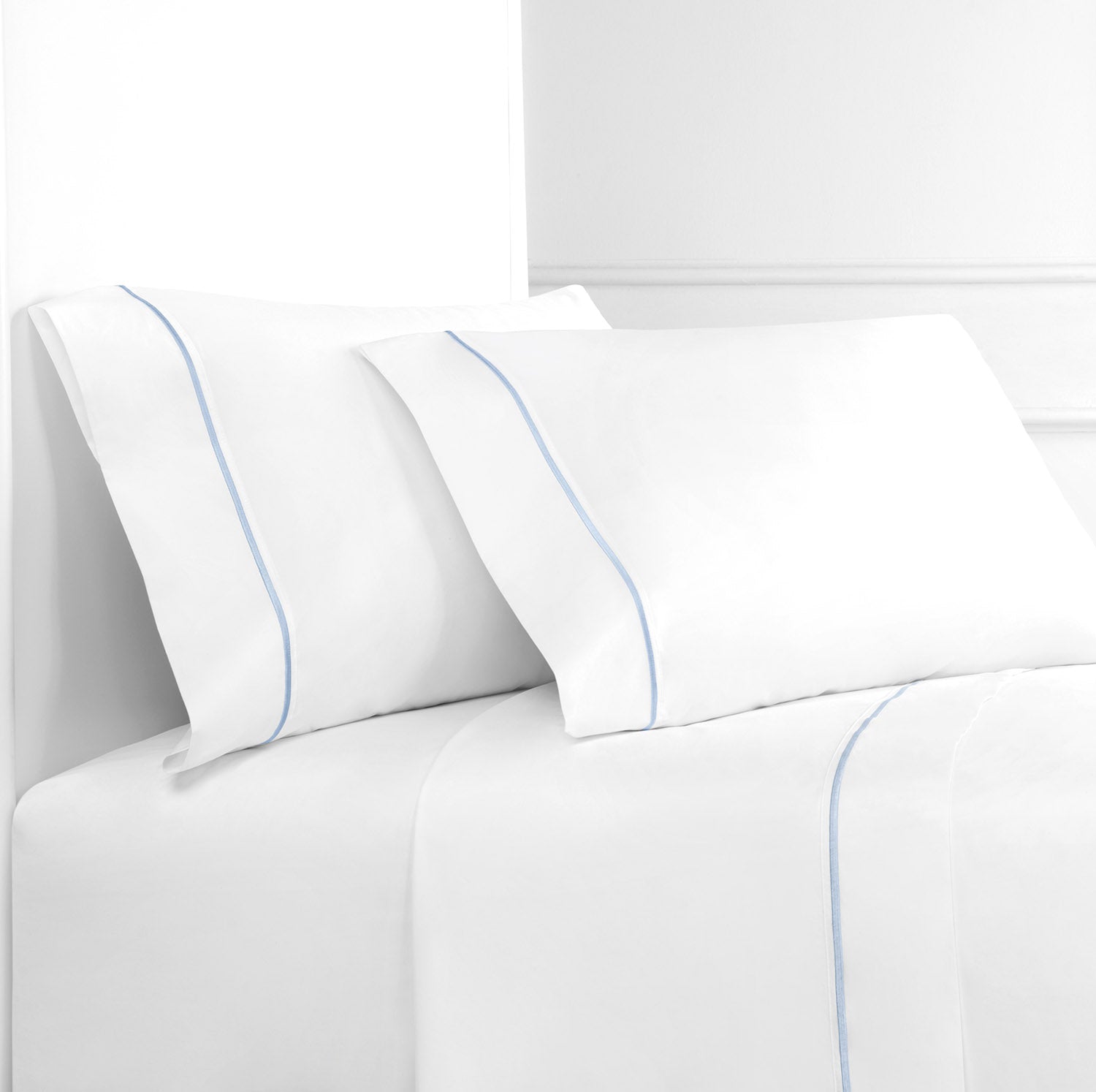Single Stripe Embroidered 300TC 100% Cotton Percale Sheet Set - Quahog Bay Bedding