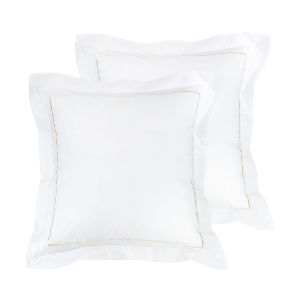 Single Stripe Embroidered Percale Euro Sham Pair - Quahog Bay Bedding