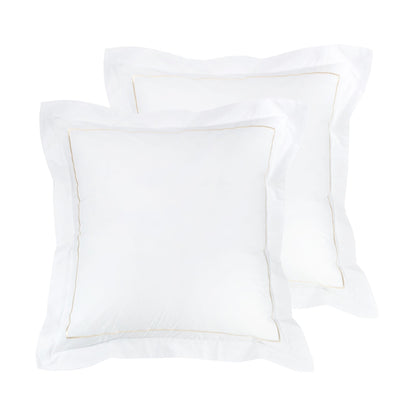 Single Stripe Embroidered Percale Euro Sham Pair - Quahog Bay Bedding