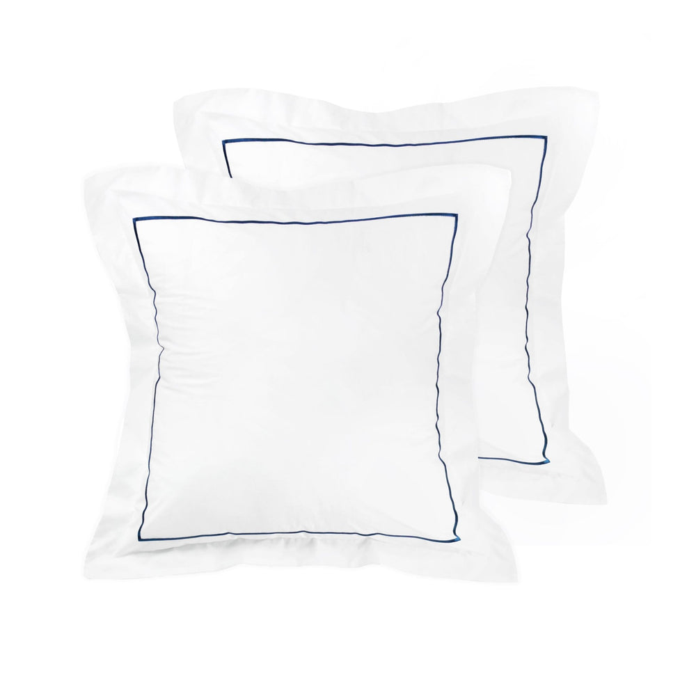 Single Stripe Embroidered Percale Euro Sham Pair - Quahog Bay Bedding