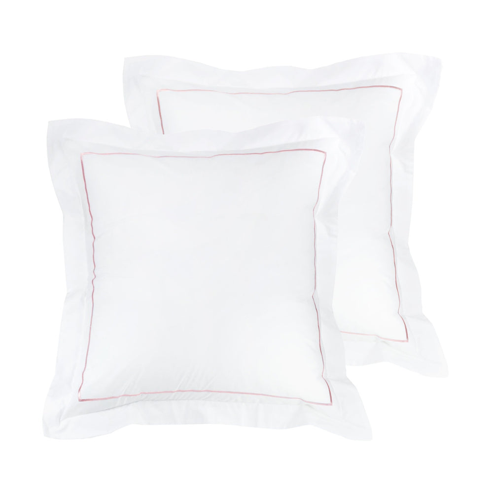 Single Stripe Embroidered Percale Euro Sham Pair - Quahog Bay Bedding