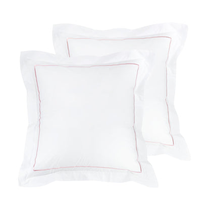 Single Stripe Embroidered Percale Euro Sham Pair - Quahog Bay Bedding
