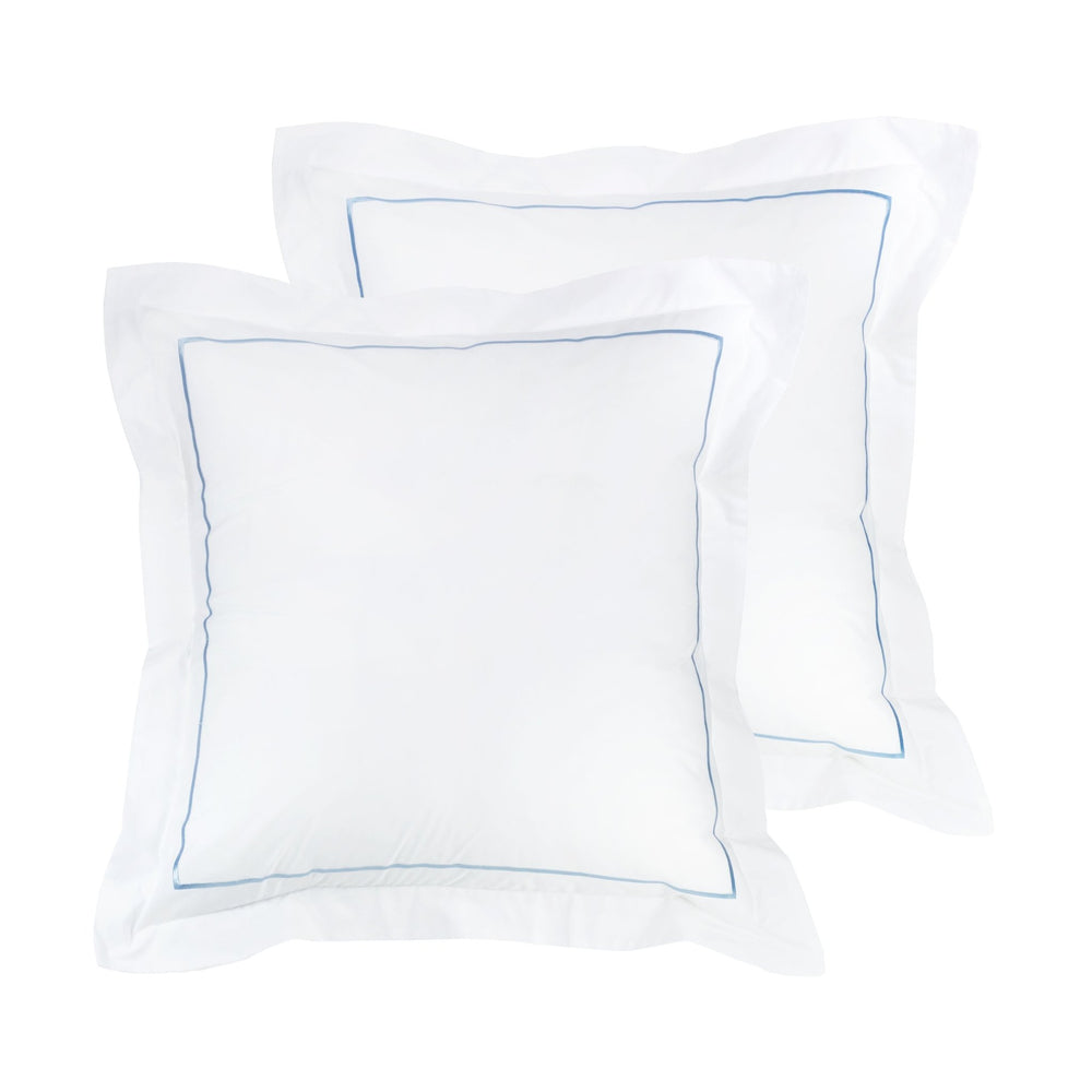 Single Stripe Embroidered Percale Euro Sham Pair - Quahog Bay Bedding