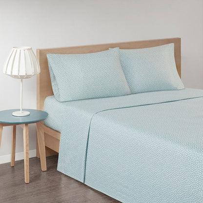 Sleep Philosophy Flannel 100% Cotton Flannel Sheet Set - Aqua Dots - Quahog Bay Bedding