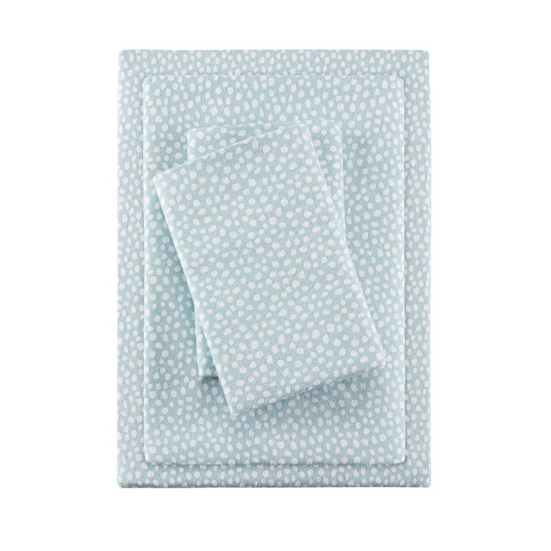Sleep Philosophy Flannel 100% Cotton Flannel Sheet Set - Aqua Dots - Quahog Bay Bedding
