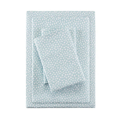 Sleep Philosophy Flannel 100% Cotton Flannel Sheet Set - Aqua Dots - Quahog Bay Bedding