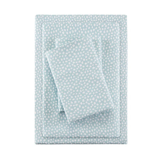 Sleep Philosophy Flannel 100% Cotton Flannel Sheet Set - Aqua Dots - Quahog Bay Bedding