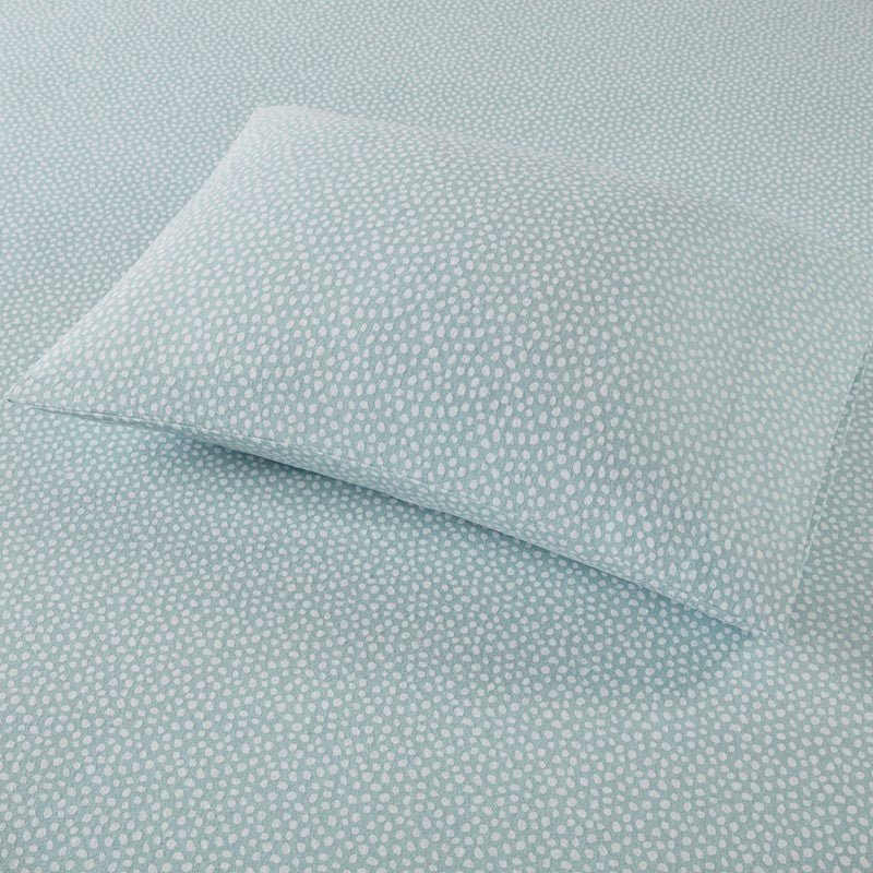 Sleep Philosophy Flannel 100% Cotton Flannel Sheet Set - Aqua Dots - Quahog Bay Bedding