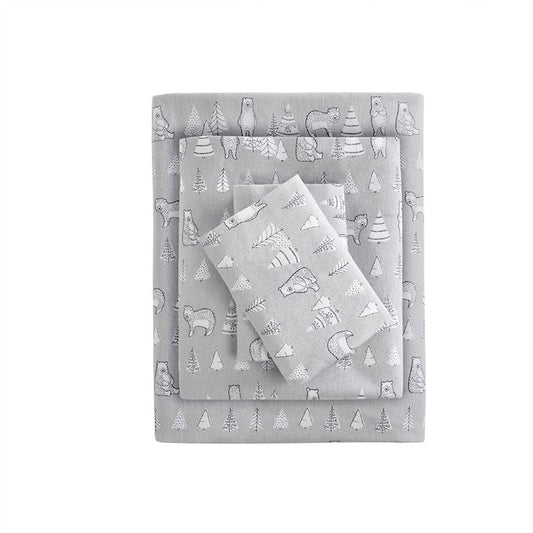 Sleep Philosophy Flannel 100% Cotton Flannel Sheet Set - Bear - Quahog Bay Bedding