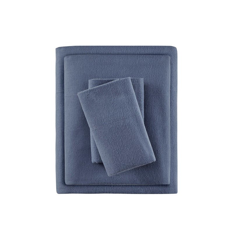 Sleep Philosophy Flannel 100% Cotton Flannel Sheet Set - Blue - Quahog Bay Bedding
