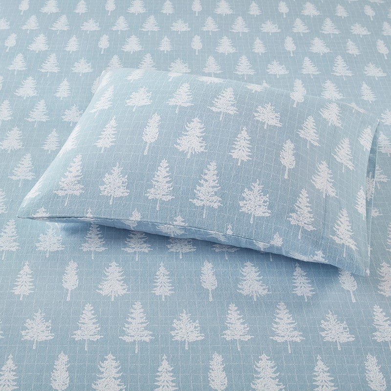 Sleep Philosophy Flannel 100% Cotton Flannel Sheet Set - Blue Forest - Quahog Bay Bedding
