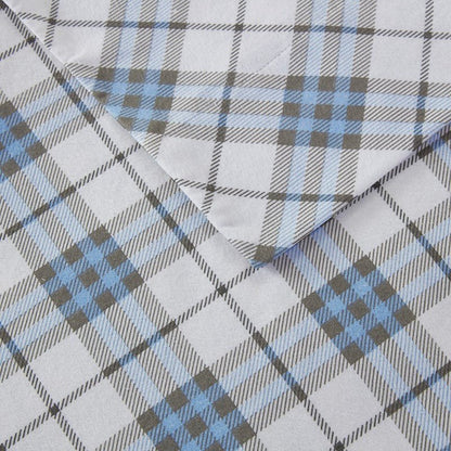 Sleep Philosophy Flannel 100% Cotton Flannel Sheet Set - Blue Plaid - Quahog Bay Bedding