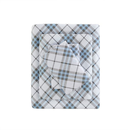 Sleep Philosophy Flannel 100% Cotton Flannel Sheet Set - Blue Plaid - Quahog Bay Bedding