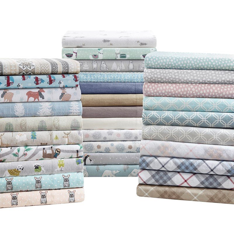 Sleep Philosophy Flannel 100% Cotton Flannel Sheet Set - Blue Polar Bears - Quahog Bay Bedding