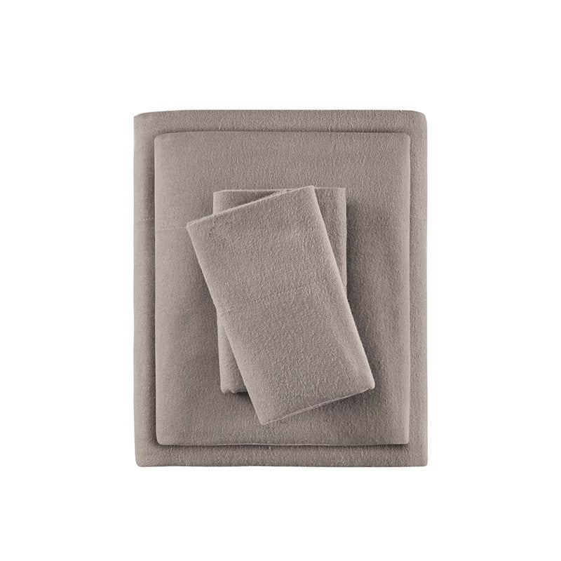 Sleep Philosophy Flannel 100% Cotton Flannel Sheet Set - Grey - Quahog Bay Bedding
