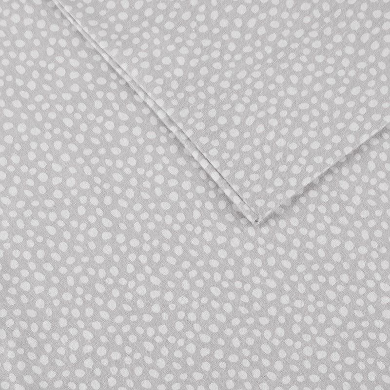 Sleep Philosophy Flannel 100% Cotton Flannel Sheet Set - Grey Dots - Quahog Bay Bedding