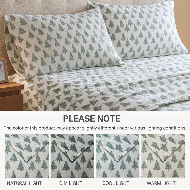 Sleep Philosophy Flannel 100% Cotton Flannel Sheet Set - Ikat Trees - Quahog Bay Bedding