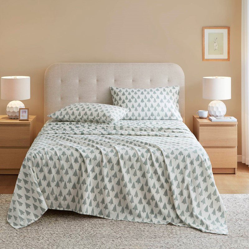 Sleep Philosophy Flannel 100% Cotton Flannel Sheet Set - Ikat Trees - Quahog Bay Bedding