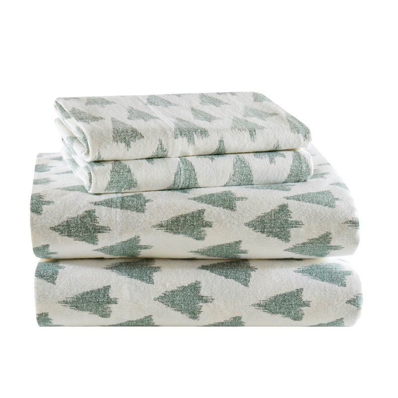Sleep Philosophy Flannel 100% Cotton Flannel Sheet Set - Ikat Trees - Quahog Bay Bedding