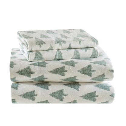 Sleep Philosophy Flannel 100% Cotton Flannel Sheet Set - Ikat Trees - Quahog Bay Bedding
