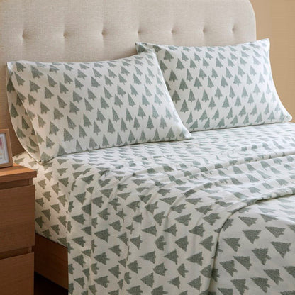 Sleep Philosophy Flannel 100% Cotton Flannel Sheet Set - Ikat Trees - Quahog Bay Bedding