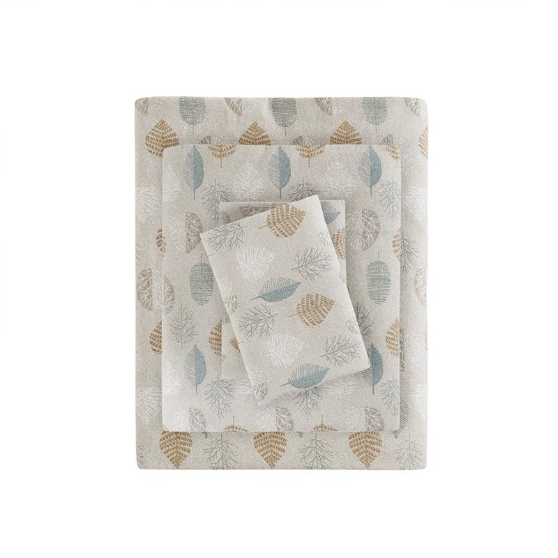 Sleep Philosophy Flannel 100% Cotton Flannel Sheet Set - Multi Leaves - Quahog Bay Bedding