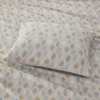 Sleep Philosophy Flannel 100% Cotton Flannel Sheet Set - Multi Leaves - Quahog Bay Bedding