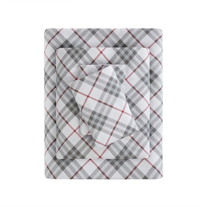 Sleep Philosophy Flannel 100% Cotton Flannel Sheet Set - Red Plaid - Quahog Bay Bedding