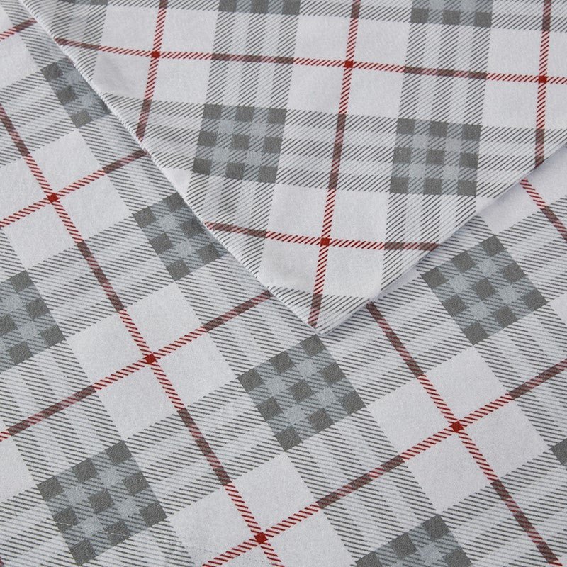 Sleep Philosophy Flannel 100% Cotton Flannel Sheet Set - Red Plaid - Quahog Bay Bedding