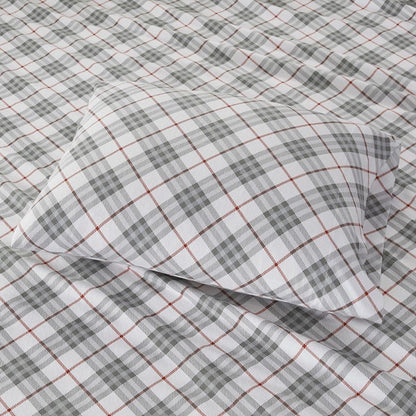 Sleep Philosophy Flannel 100% Cotton Flannel Sheet Set - Red Plaid - Quahog Bay Bedding