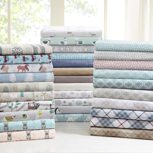 Sleep Philosophy Flannel 100% Cotton Flannel Sheet Set Solid & Prints - Quahog Bay Bedding