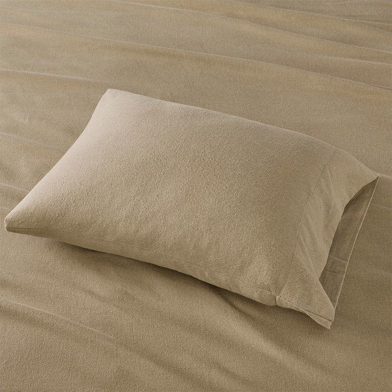 Sleep Philosophy Flannel 100% Cotton Flannel Sheet Set - Tan - Quahog Bay Bedding