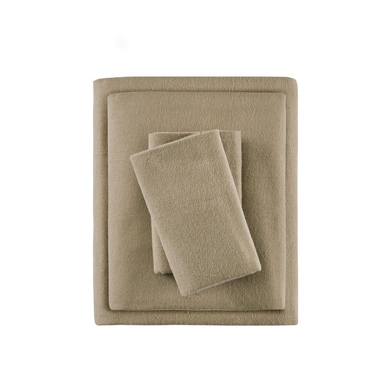Sleep Philosophy Flannel 100% Cotton Flannel Sheet Set - Tan - Quahog Bay Bedding