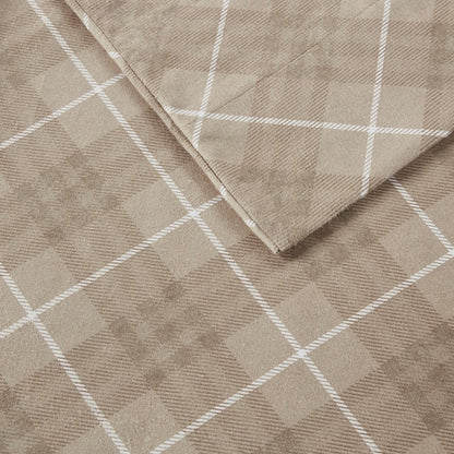 Sleep Philosophy Flannel 100% Cotton Flannel Sheet Set - Tan Plaid - Quahog Bay Bedding