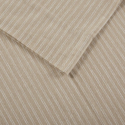Sleep Philosophy Flannel Sheet Set – Beige/White Stripes | 100% Cotton - Quahog Bay Bedding