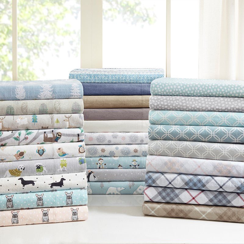 Sleep Philosophy Flannel Sheet Set – White Tossed Botanical | 100% Cotton | Floral - Quahog Bay Bedding