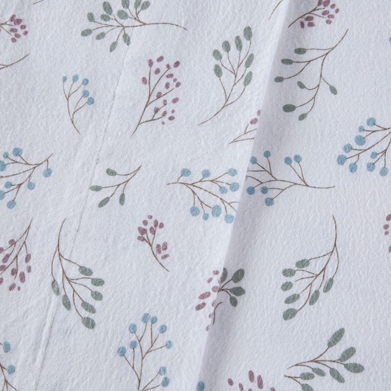 Sleep Philosophy Flannel Sheet Set – White Tossed Botanical | 100% Cotton | Floral - Quahog Bay Bedding