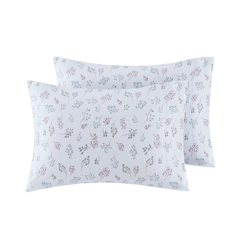 Sleep Philosophy Flannel Sheet Set – White Tossed Botanical | 100% Cotton | Floral - Quahog Bay Bedding