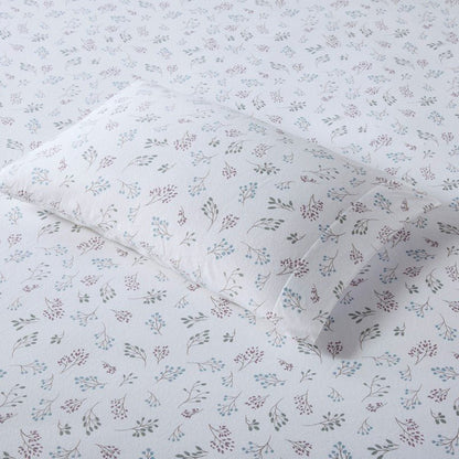Sleep Philosophy Flannel Sheet Set – White Tossed Botanical | 100% Cotton | Floral - Quahog Bay Bedding
