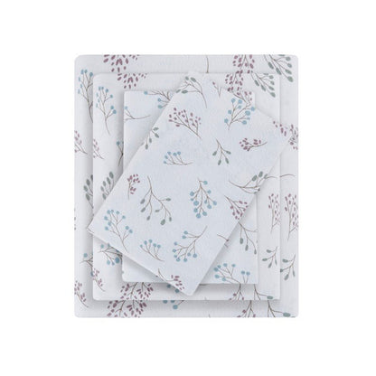 Sleep Philosophy Flannel Sheet Set – White Tossed Botanical | 100% Cotton | Floral - Quahog Bay Bedding