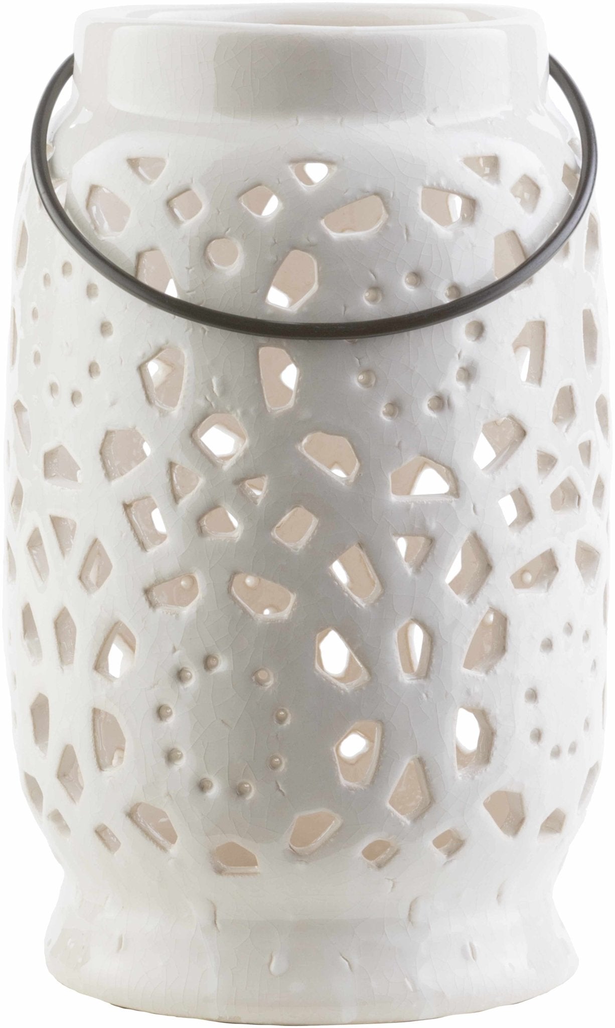 Sloughhouse White Ceramic Outdoor Lantern - Quahog Bay Bedding