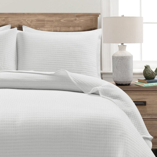Solid Kantha Pick Stitch Yarn Dyed Cotton Woven Quilt/Coverlet Set - Quahog Bay Bedding